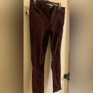 Brown/ burgundy skinny corduroy pants